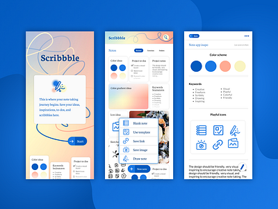 Scribbble Note Taking App: UI Design branding design illustration logo ui vector