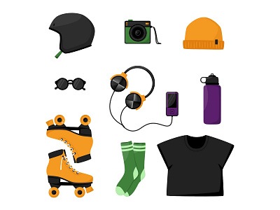 Roller skate equipment 2d 2d art art cartoon design digital illustration dribbble flat illustration landscape people roller skate sport vector web webdesign