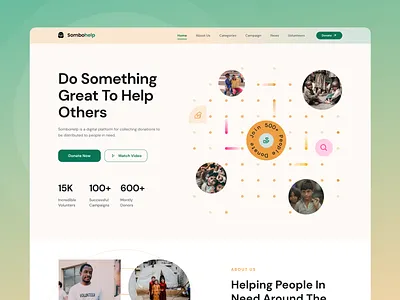 Sombohelp - Donation Hero Section about us agency branding carity charity fund clean community donate donation fundraising header help helping hero hero section landingpage modern uiux web design website