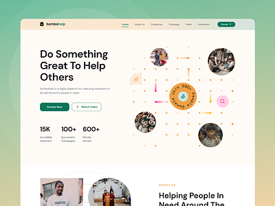 Sombohelp - Donation Hero Section about us agency branding carity charity fund clean community donate donation fundraising header help helping hero hero section landingpage modern uiux web design website