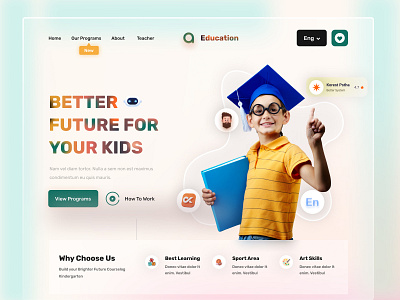 Kids Learning Website design : landing page design home page homepage landing page landingpage ui web webdesign website website design