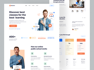 E-Learning Landing Page clean color course design discover edtech education elearning interface landing page learn learn skills learning online class skills study studying ui website website design