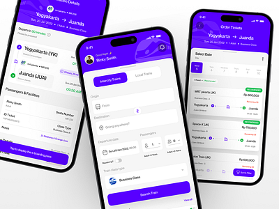 Ticket Mobile App ahmad efendi kretya studio mobile app odama studio ui flight ui kereta ui ticket ui tiket ui train vektora studio waffle space
