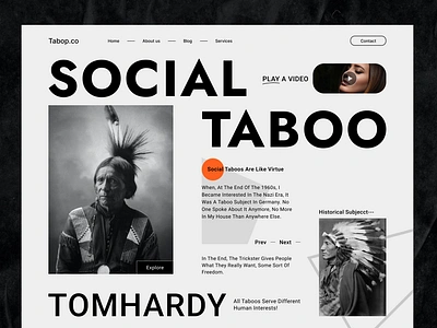 Social Taboo Web Interface 2023 character design header hero header hero section interface landing legend love slide social taboo society taboo tomhardy trend venom web web design web header