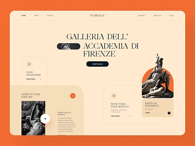 UI Concept - Landing Page For Florence Tour Service app design branding design florence illustration italy landing page logo mobile app mobile ui tour travel ui uidesign uiux user interface