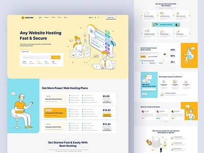 Hostim- Web hosting provider branding design domain hosting hostingprovider illustration minimal uiux webhosting website