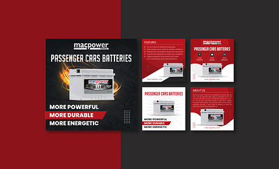 Car Battery Social Media Post Design 3d animation branding brochure car battery car engine car service corporate design design flyer flyer design graphic design illustration logo motion graphics ui