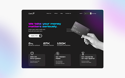 Credit Card Landing Page credit card website homepage landing page payment app payment website ui uiux user experience user interface web design web site website website design