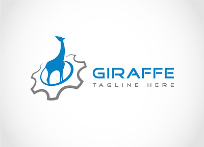Giraffe With Gear - Animal Technology Logo Design giraffe long tail machine