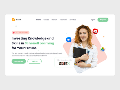 Schenell Learning - Course Landing Page creative design mobile app ui ui ux uidesign web design
