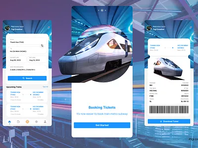 Train - Ticket Booking App 3d animation app branding design graphic design illustration logo motion graphics typography ui ux