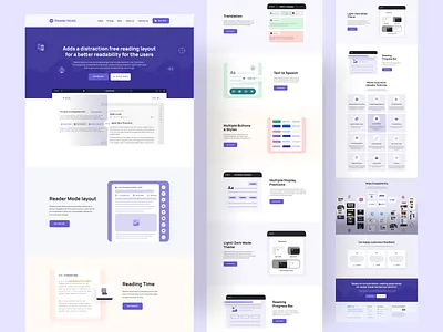 Reader Mode WordPress Plugin Landing Page Design content reader content reading landing page plugin design reader mode saas saas landing page website design wordpress plugin wordpress website wp plugin wp reader mode