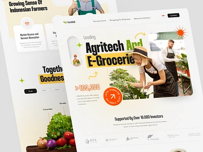 Farmhub Agricultural Bussines Website aesthetich agricultural argotech bussines company design ecommerce farm fruit gardening market minimalist nature sustainable ui vegetable vegetation website