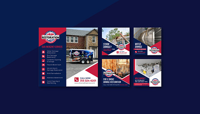 Restoration Service Social Media Post Design 3d animation branding brochure clean cleaning service corporate design design flyer flyer design graphic design illustration logo motion graphics pressure washing restoration roof servcie social media post ui water damage