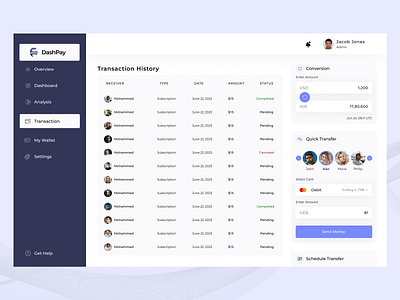 DashPay- Financial Dashboard bank best shot colors dashabord design finance financial pay payment transaction ui ux web