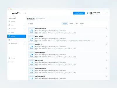Dashboard - Schedule admin panel analytics ats candidate customizable filters dashboard dashboard design data visualization employee database employee scheduling figma hr software meeting reporting schedule management task management time tracking user experience. user interface