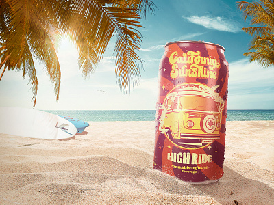 California Sunshine ☀️🍻 beach beer beverage brand identity branding california can drink graphic design groovy illustration jeffrey dirkse logo marijuana retro thc vector vintage visual identity weed