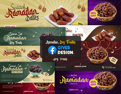 Ramadan Special Dry Fruits Banner And Facebook Cover Design branding creative designer dry fruits banner facebook cover design freelancer rakib graphic design illustration motion graphics ramadan fruit banner