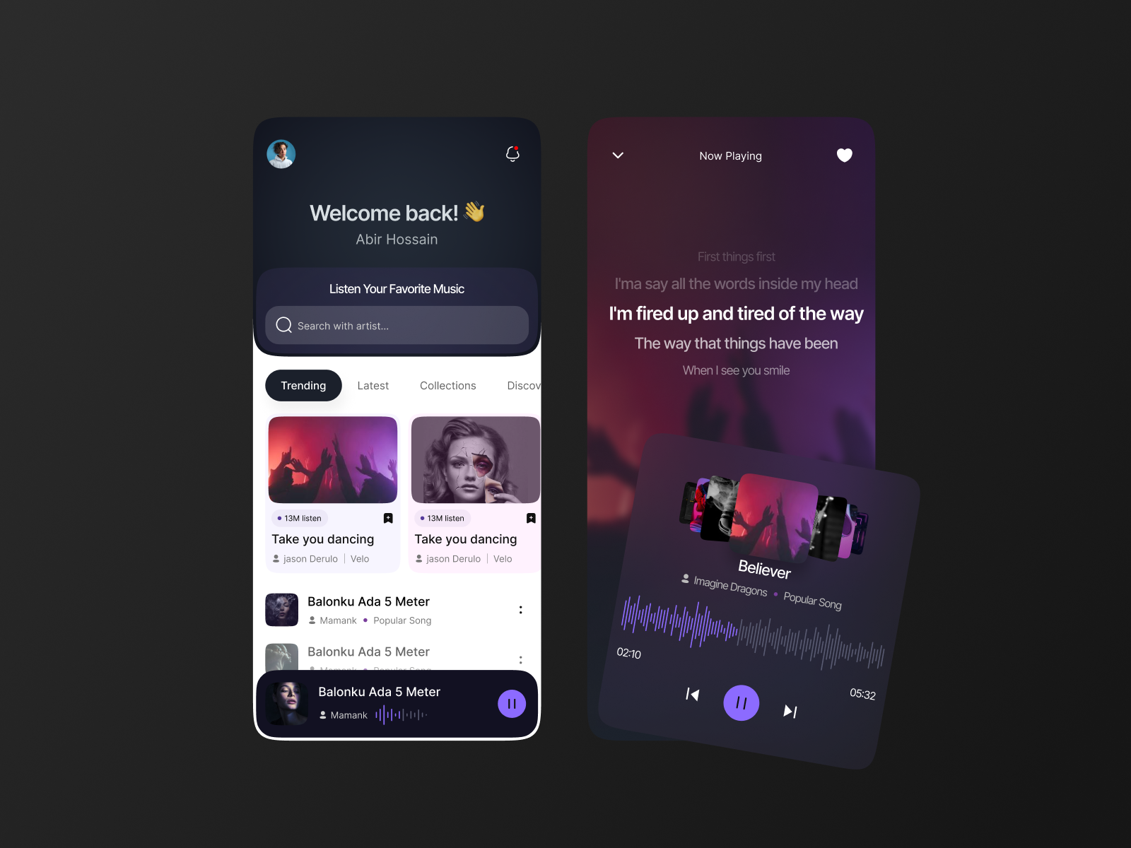 Music app exploration audiobook dark mode halo lab iocn monimal music music app music player music ui kit orix oww piqo podcust ron design spotify ui