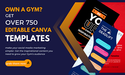 Gym Canva Templates Promo Content (Coming Soon) banner branding canva canva templates design facebook post graphic design illustration