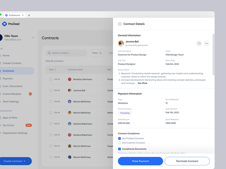 ProDeel - Contract Details Page by Rafiqur Rahman for Filllo Design ...