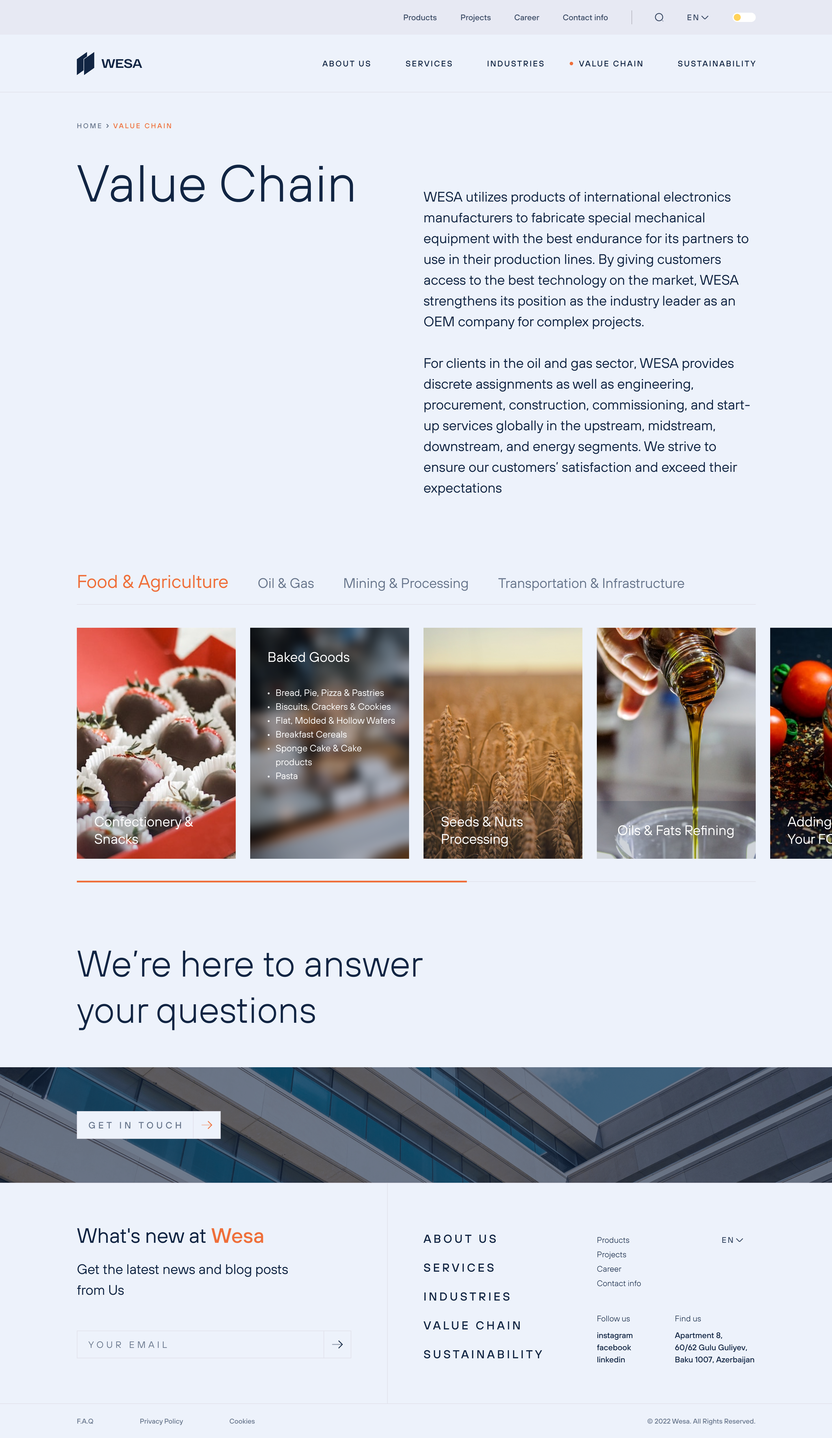 Value Chain / WESA Website Design architecture business company construction corporate design ui ux value chain website