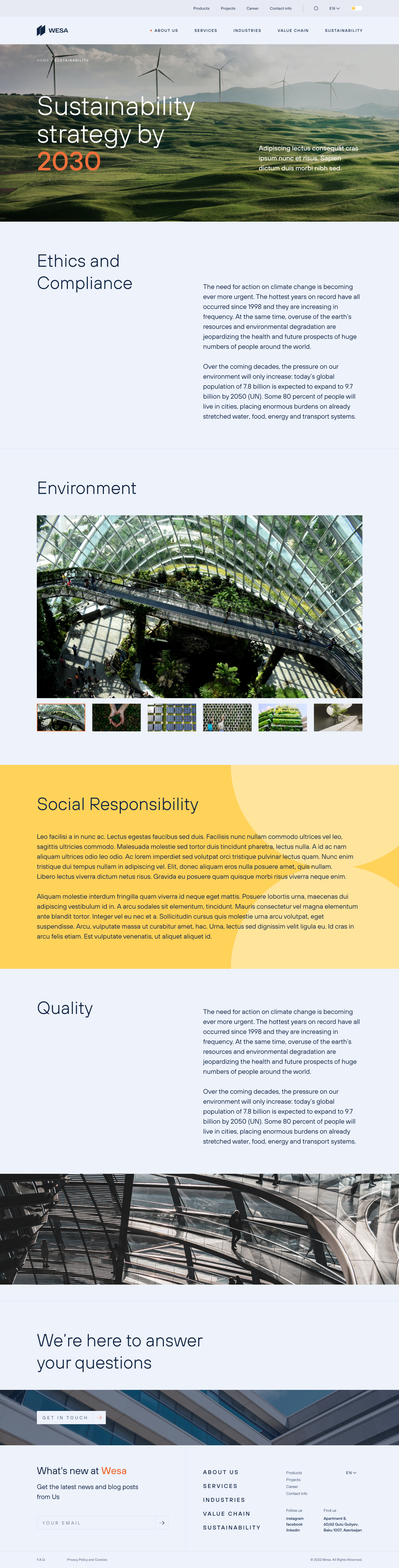 Sustainability / WESA Website Design architecture business company construction corporate design sustainability ui ux website