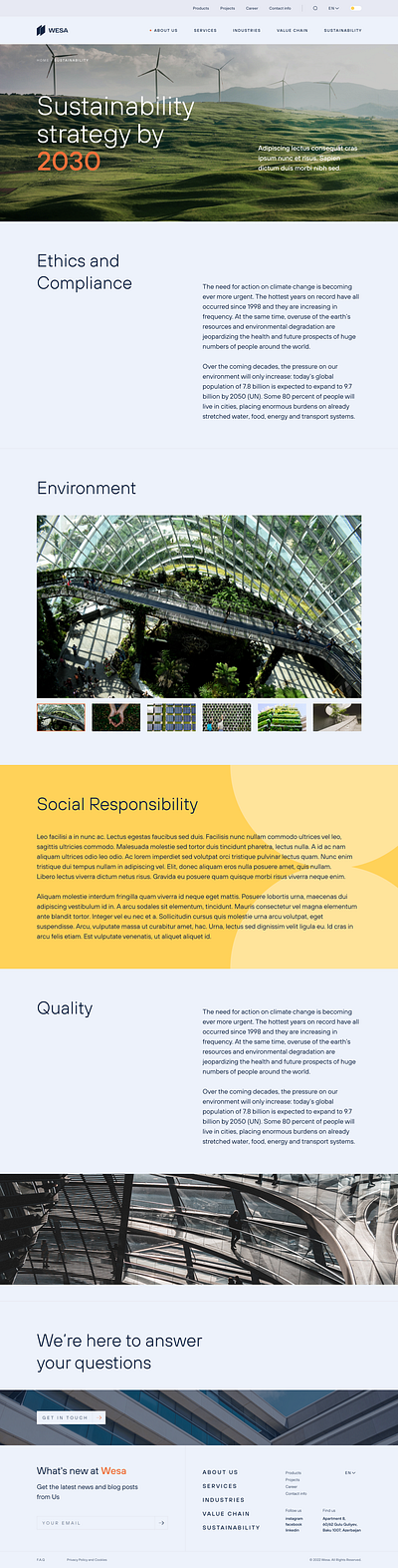 Sustainability / WESA Website Design architecture business company construction corporate design sustainability ui ux website