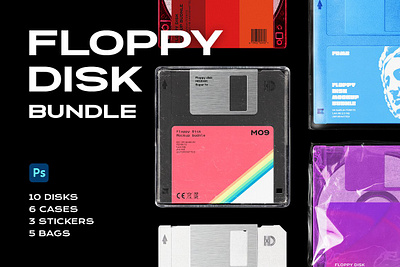 Floppy Disk Mockup Template Bundle app branding design graphic design illustration logo typography ui ux vector