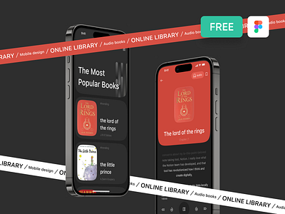 Online Library - Audio Books book book store dark mode dark theme design library listening online ui ux