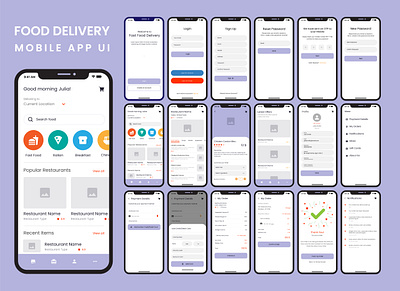 Food delivery mobile app UI template app appdesign application design design app illustration ui ux uxdesign