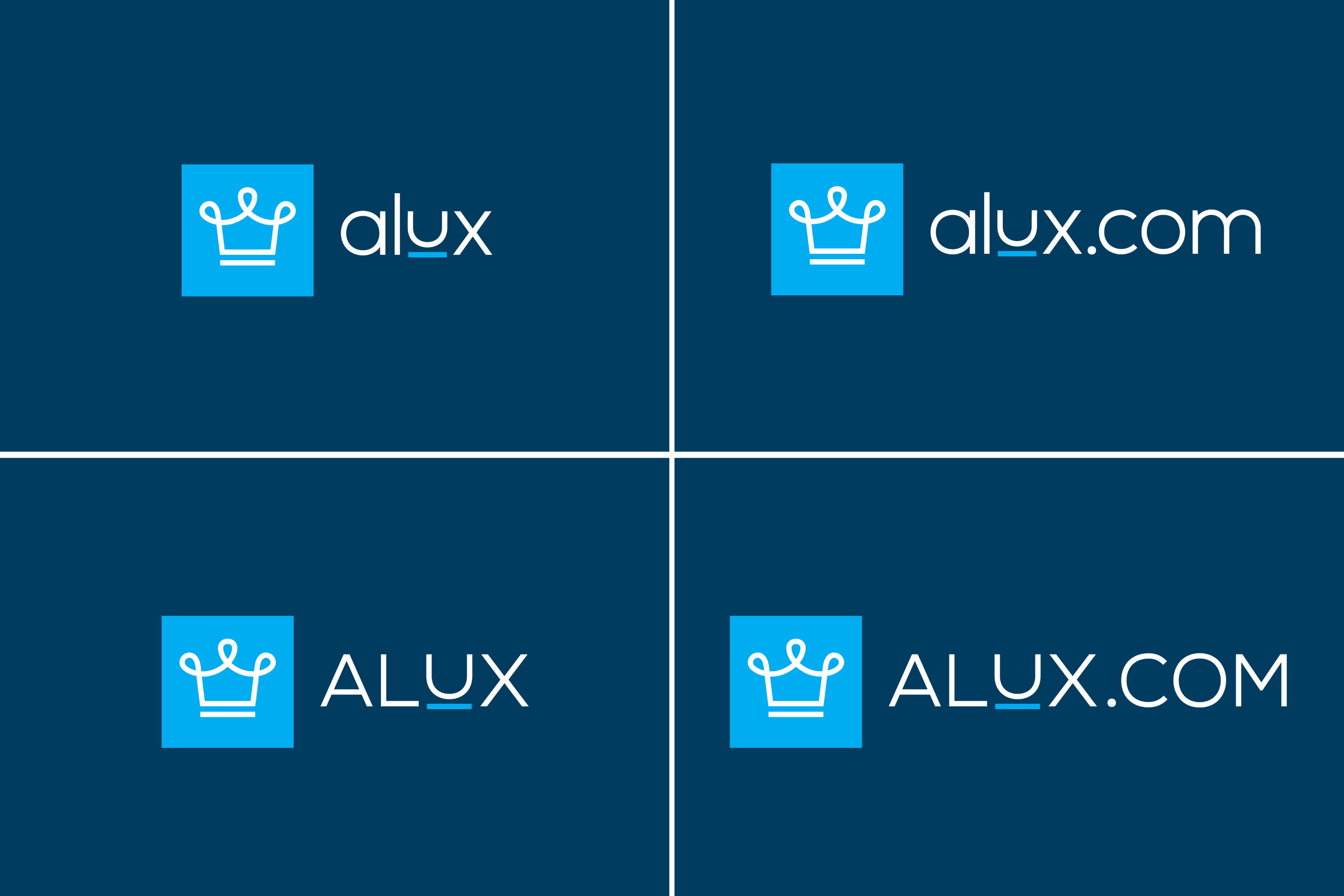 Alux - Logo Variants alan jacob george alux art blue brand design branding clean contemporary crown design graphic design illustration logo logotype luxury minimal modern render visualization wordmark