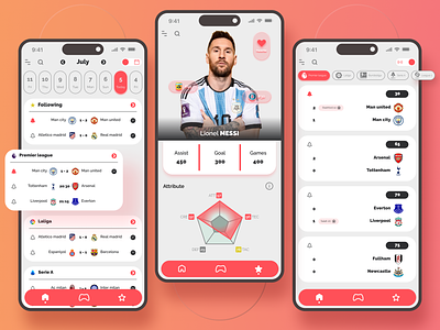 Football app android app application clean design football ios light light mode minimal mobile mobile app red so soccer ui user interface