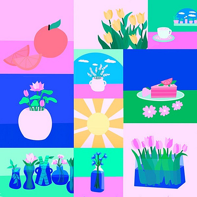 Fruit and Flowers Illustration