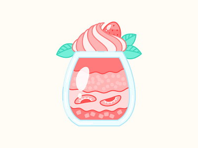Strawberry smoothie 2d cartoon cute dessert food ice cream icon illustration logo smoothie sticker strawberry summer vector yogurt