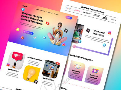 Creators & Influencer Website Design! colorful design creator landing page creator website influencer landing page influencer website landing page rainbow website social media design ui user interface web design website website design