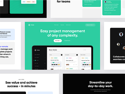 Corex - Landing page for the project management platform clean landing page landing page design minimal project management promo landing page promo website saas ui web design website website design