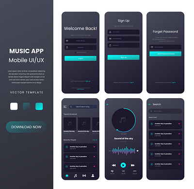 Music UI app design app appdesign application design design app free free template illustration ui ux uxdesign