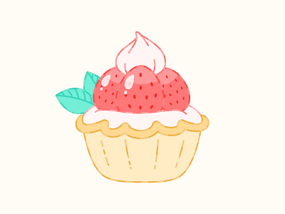 Strawberry dessert 2d backery cafe cake cartoon cute design dessert icon illustration logo sticker strawberry summer vector