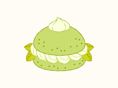 Matcha profiterole 2d backery cafe cake cookie design dessert food green tea icon illustration logo matcha outlined profiterole sticker summer sweet vector