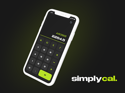 SimplyCal: A minimalist calculator UI Design app bold calculator concept creative dailyui dark theme design kavizo minimal modern neo brutal ui ux
