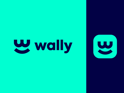 Wally logo concept ( for sale ) app icon bot branding chat emoji emotion face friendly human icon logo minimalist monogram smile w