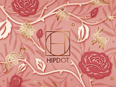 Hipdot Mystic & Witchy Set beauty branding cosmetic decorative design flower gold graphic design illustration label mystic organic packaging pattern design pink rose surface design vector