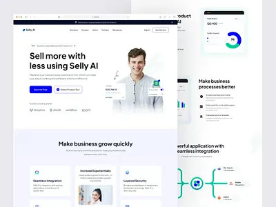 Selly AI - Landing Page ai analytics animation artificial intelligence branding business design design system dipa inhouse graphic design integration landing page marketing motion graphics sales ui ui design web design website website design