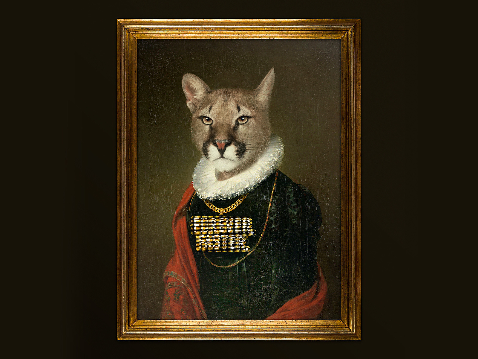PUMA - The Gold Bar (The Queen) 🥇 big cat drawing gold graphic design illustration jeffrey dirkse key visual lifestyle lion painting portrait puma retouching shoes sports tiger vintage