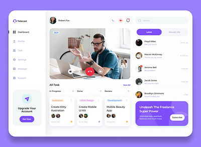 Telecast UI Dashboard design figma graphic design illustration landing page ui ux website