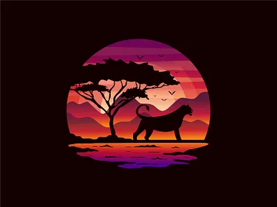 Africa Wildlife africa animal cheetah holiday illustration jaguar landscape leopard lion nature planet safari savanna sunset tree vacation vector wildlife