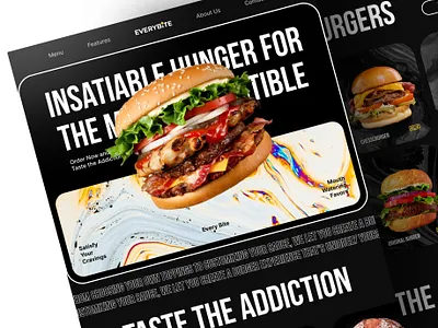 Landing Page Website Premium Burger Restaurant background branding burger dashboard delivery design dinner food graphic design hamburger hot dog illustration logo restaurant screen service typography ui ux vector