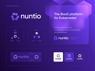 Nuntio Logo Design app baas blockchain branding deployment gradient icon identity infrastructure logo platform saas
