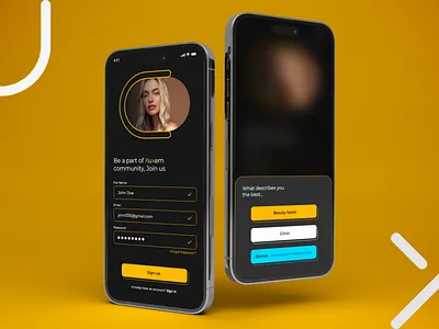 Clinical App - Registration & Profile Selection Screen app ui beauty saloon clinic designbyhammad doctor face surgery medical misterhammad plastic profile registration surgery ui design ui designer uiux uiuxdesign